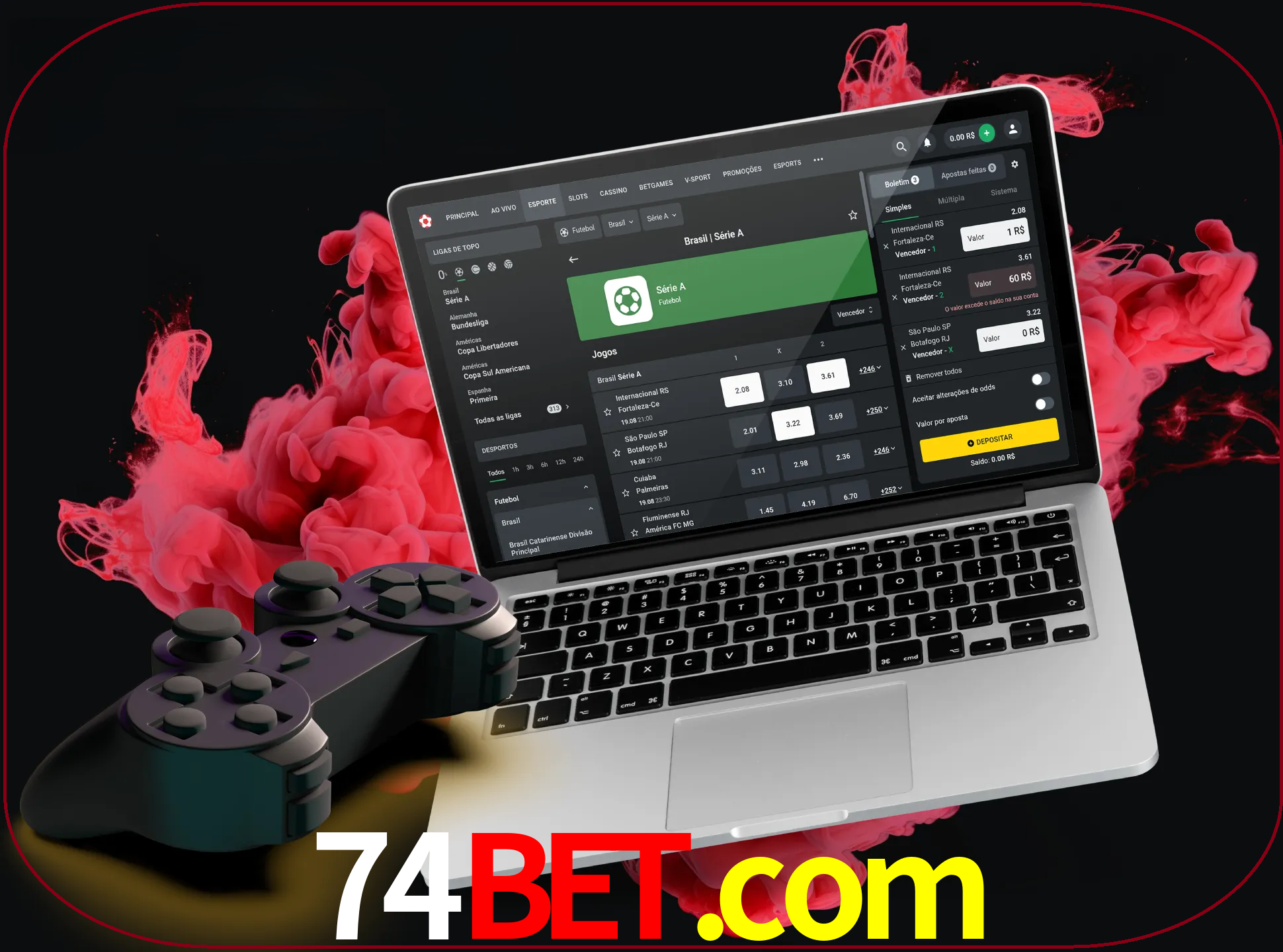 Visite a secção especial de jogos de vídeo em 74bet para descobrir em que jogos pode apostar e ganhar muito dinheiro.