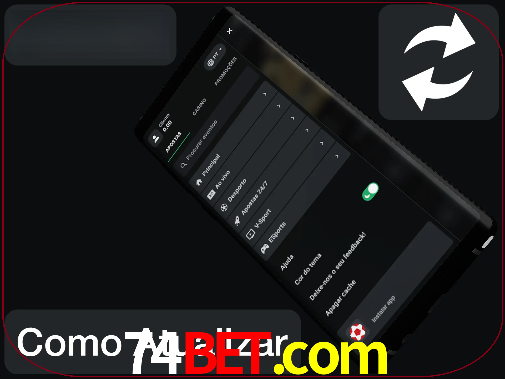 O aplicativo é atualizado automaticamente quando você faz o login.